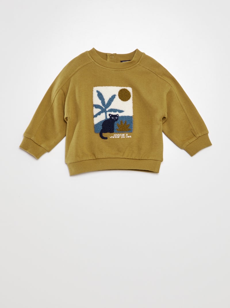 Sweatshirt com estampado em malha borboto BEGE - Kiabi