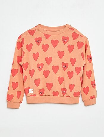 Sweatshirt com estampado frente/verso e gola redonda
