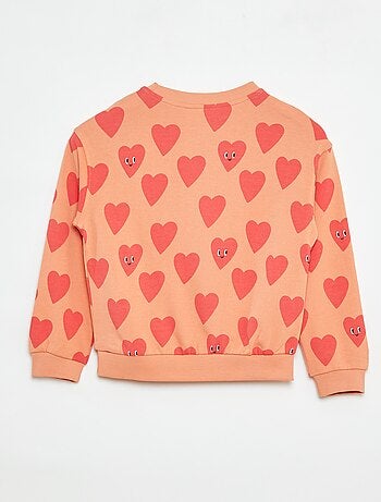 Sweatshirt com estampado frente/verso e gola redonda