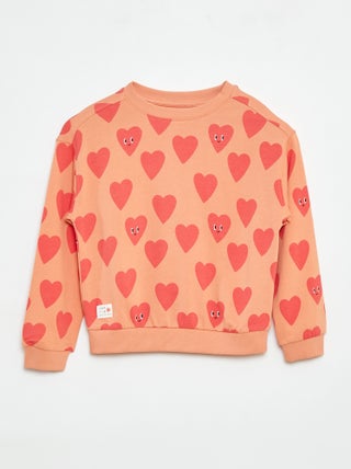Sweatshirt com estampado frente/verso e gola redonda
