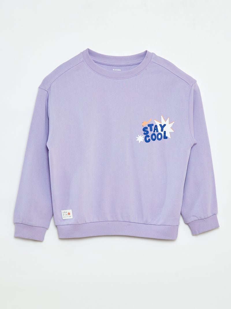 Sweatshirt com estampado frente/verso e gola redonda Violeta - Kiabi