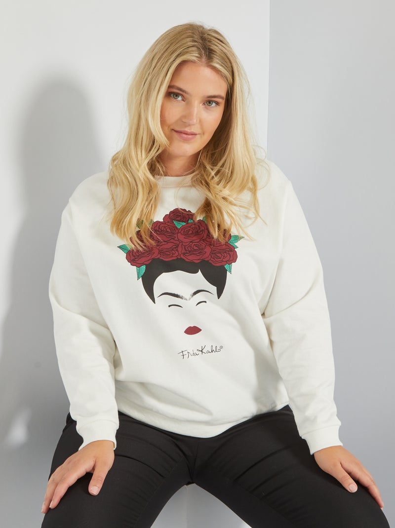 Sweatshirt com estampado 'Frida Kahlo' BRANCO - Kiabi