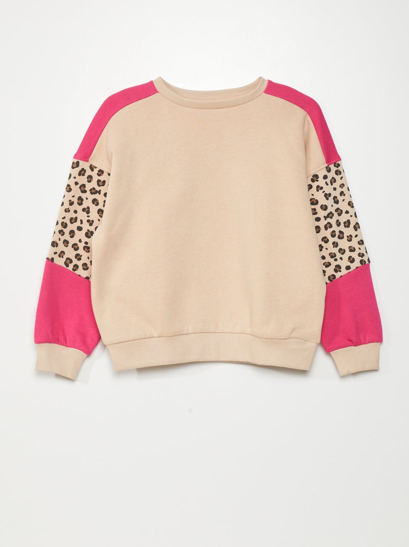Sweatshirt com estampado 'leopardo' BEGE - Kiabi