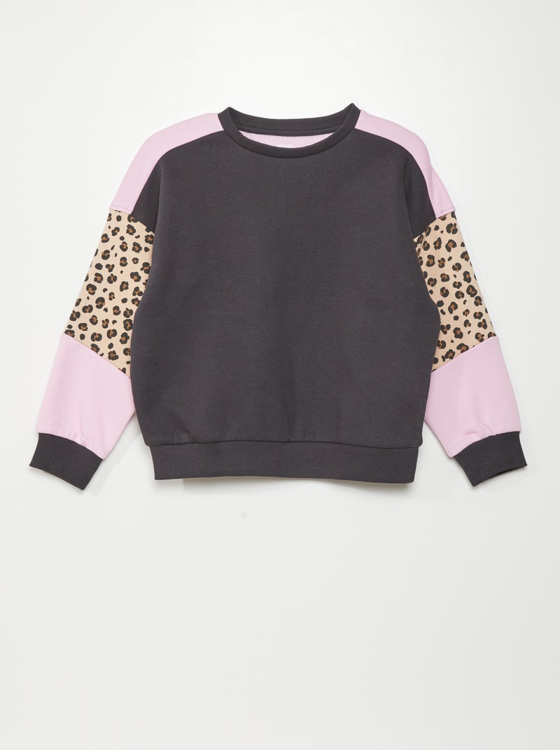 Sweatshirt com estampado 'leopardo' CINZA - Kiabi