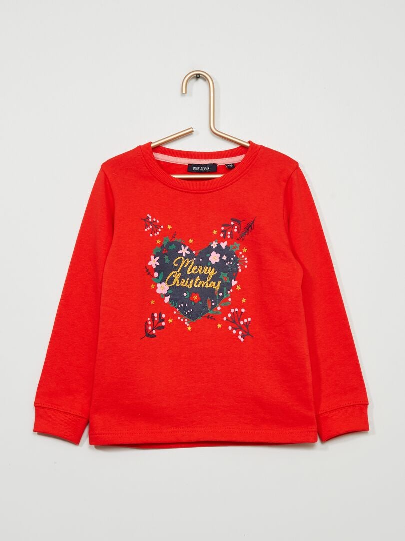 Sweatshirt com estampado 'Merry Christmas' Vermelho - Kiabi