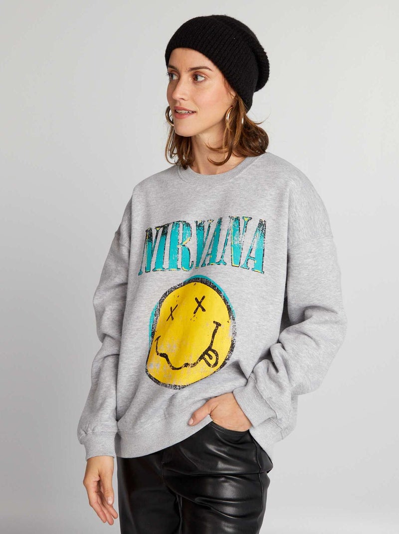 Sweatshirt com estampado 'Nirvana' CINZA - Kiabi