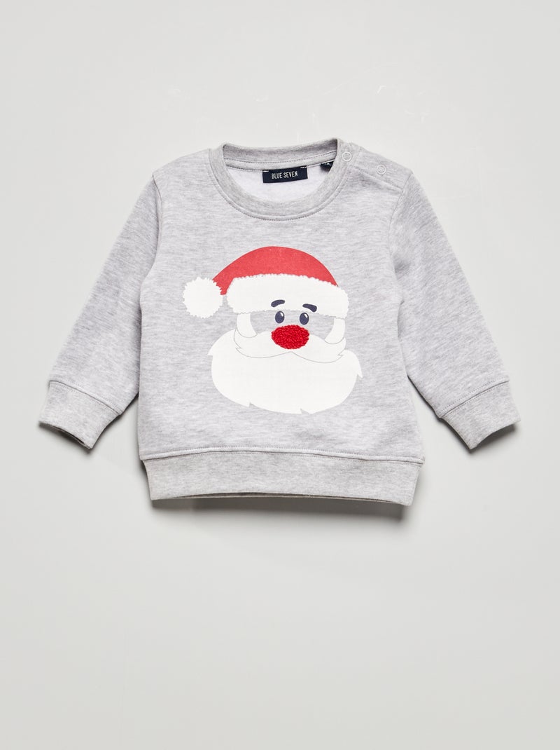 Sweatshirt com estampado 'Pai Natal' Cinza - Kiabi