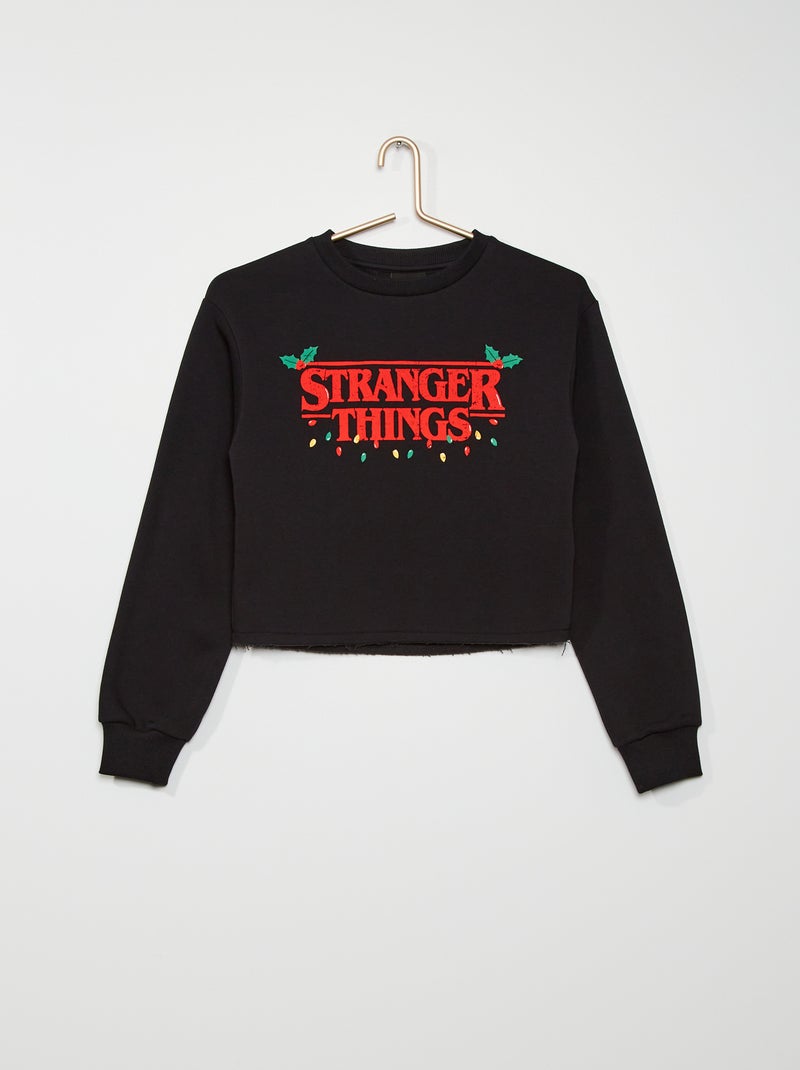 Sweatshirt com estampado 'Stranger Things' Preto - Kiabi