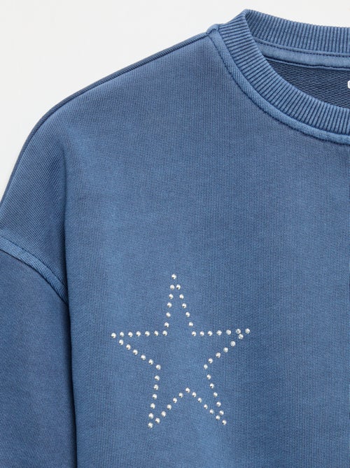 Sweatshirt com estrelas de strass - Kiabi