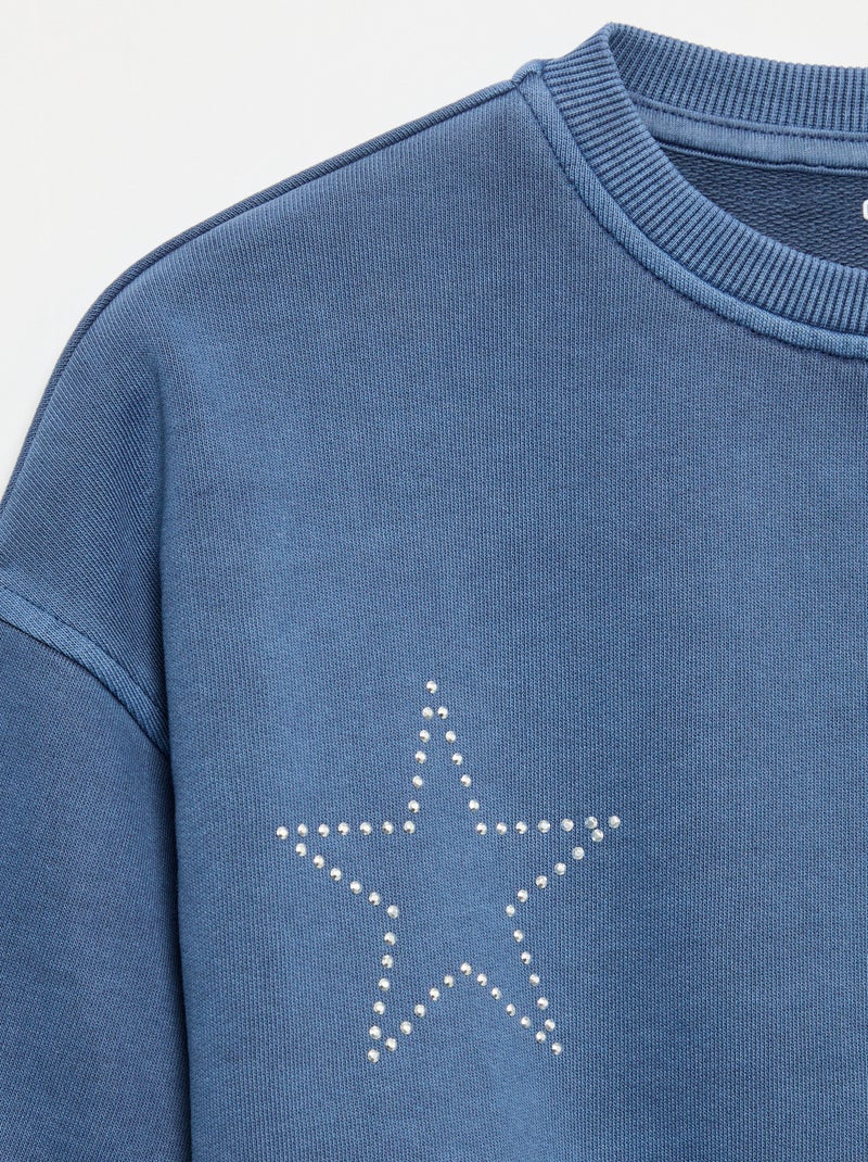 Sweatshirt com estrelas de strass Azul - Kiabi