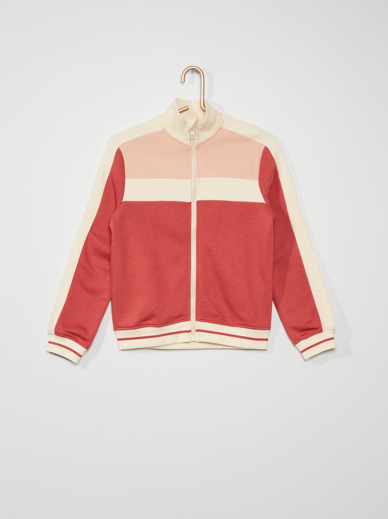 Sweatshirt com fecho bloco de cor ROSA - Kiabi