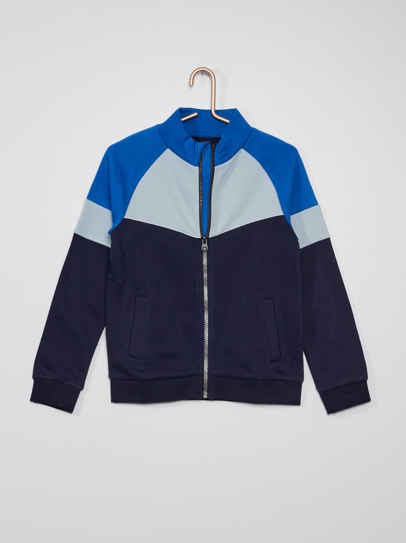 Sweatshirt com fecho color-block AZUL - Kiabi