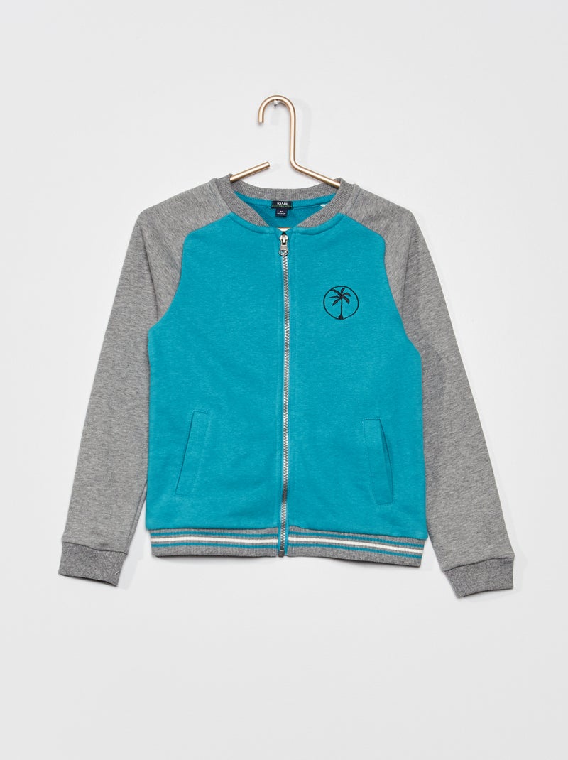 Sweatshirt com fecho color-block AZUL - Kiabi
