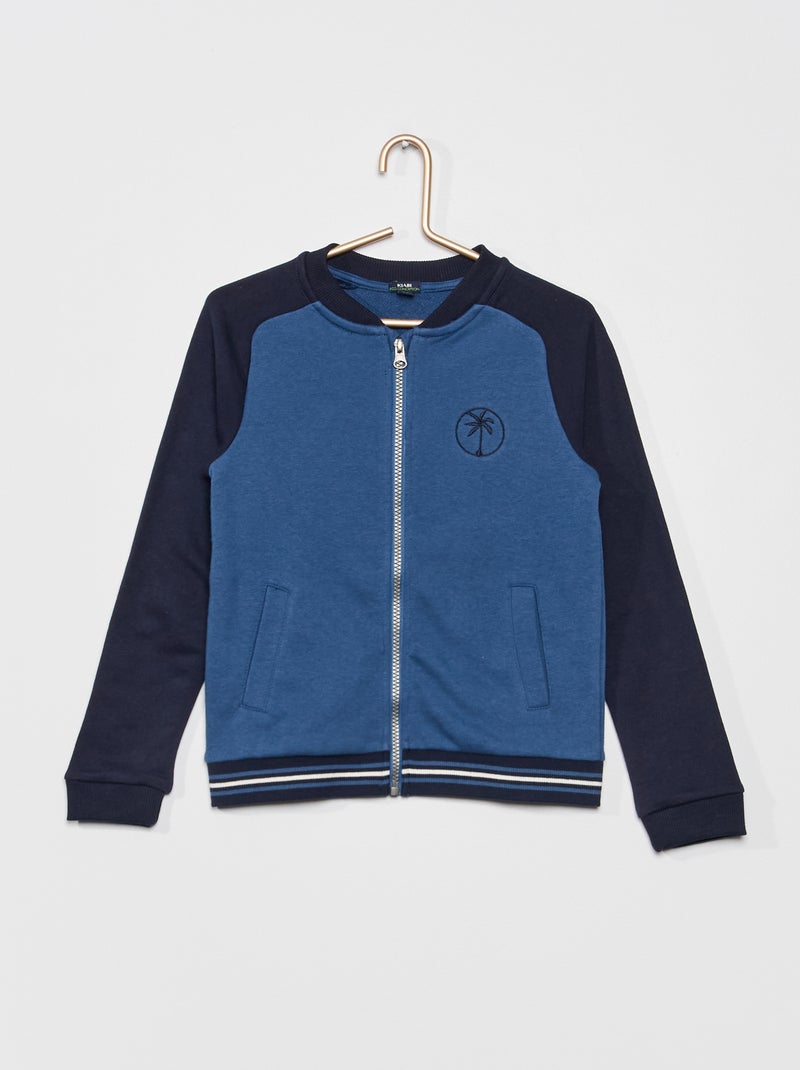 Sweatshirt com fecho color-block AZUL - Kiabi