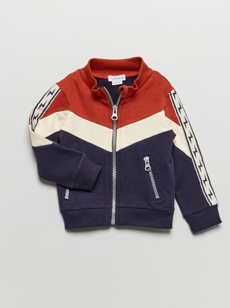Sweatshirt com fecho color-block AZUL - Kiabi