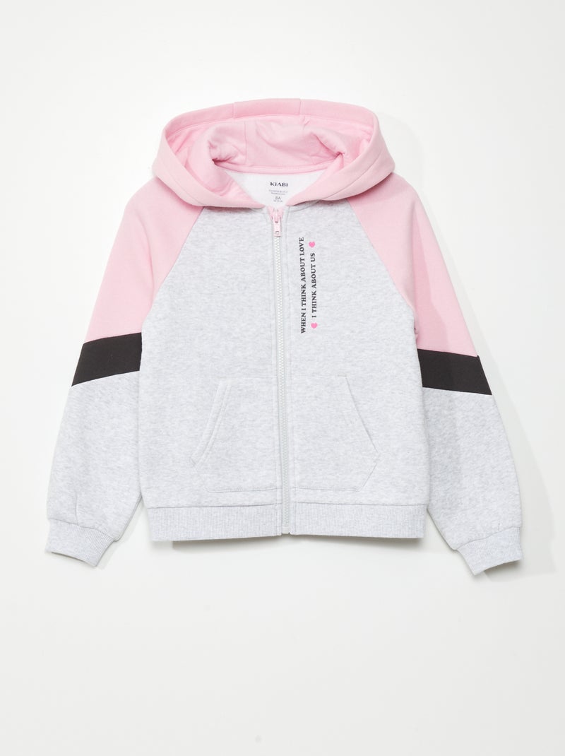 Sweatshirt com fecho color-block CINZA - Kiabi