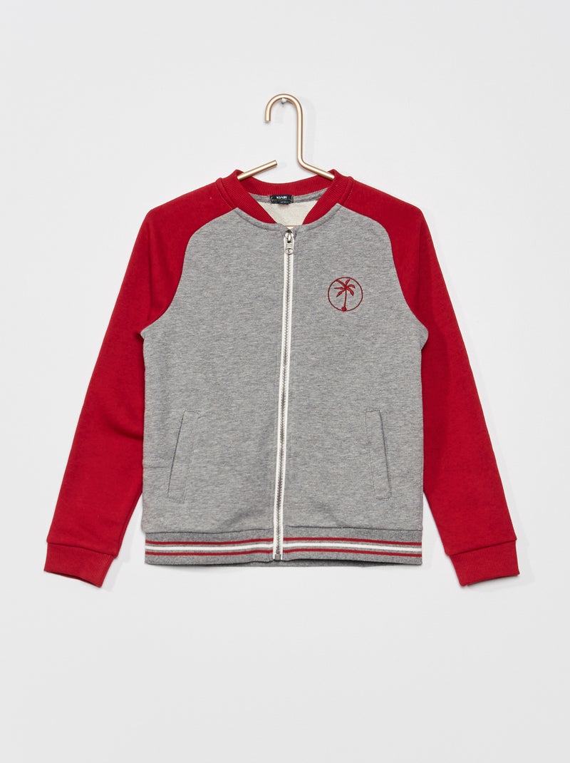 Sweatshirt com fecho color-block VERMELHO - Kiabi