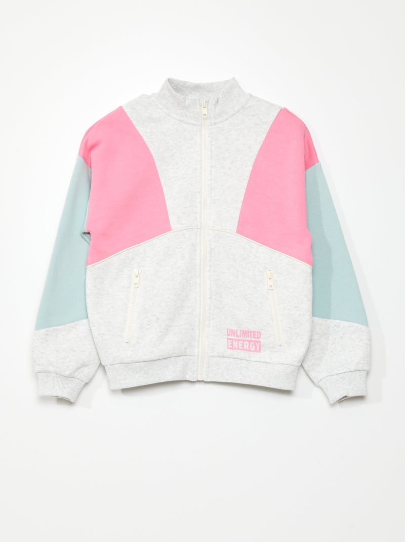 Sweatshirt com fecho colorblock CINZA - Kiabi