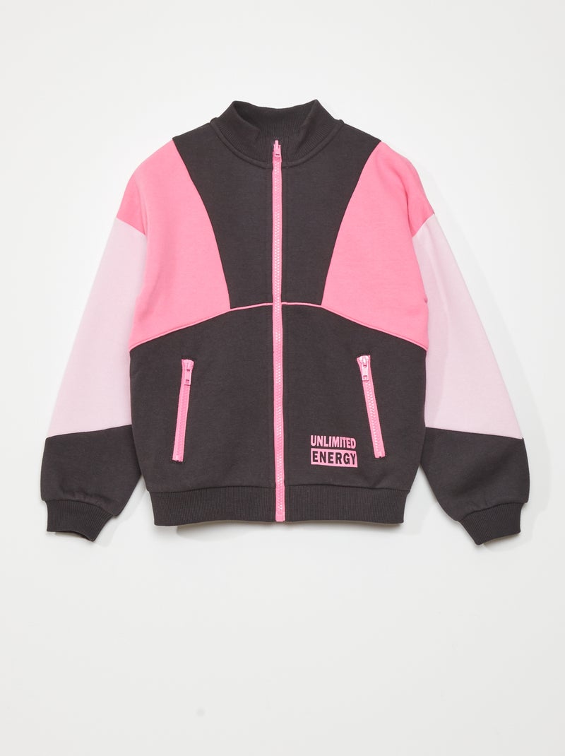 Sweatshirt com fecho colorblock CINZA - Kiabi