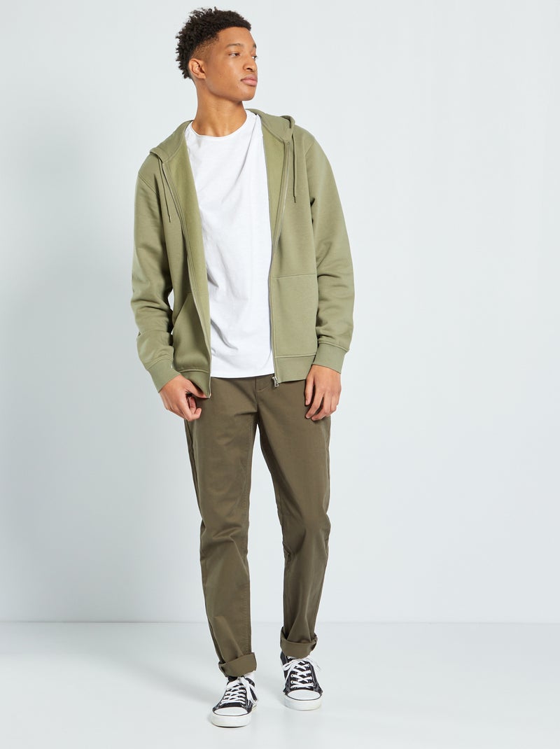 Sweatshirt com fecho com capuz  +1,90 m Verde Lichene - Kiabi