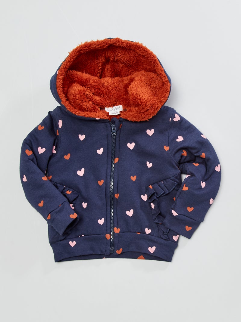 Sweatshirt com fecho com capuz AZUL - Kiabi