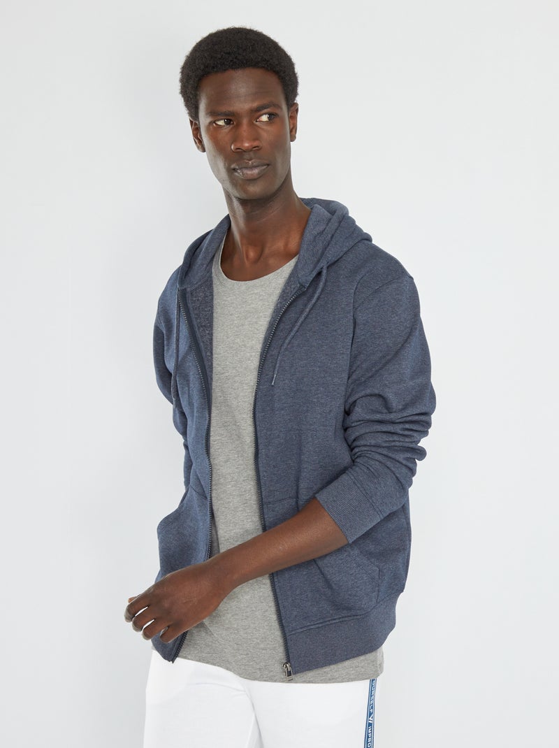 Sweatshirt com fecho com capuz AZUL - Kiabi