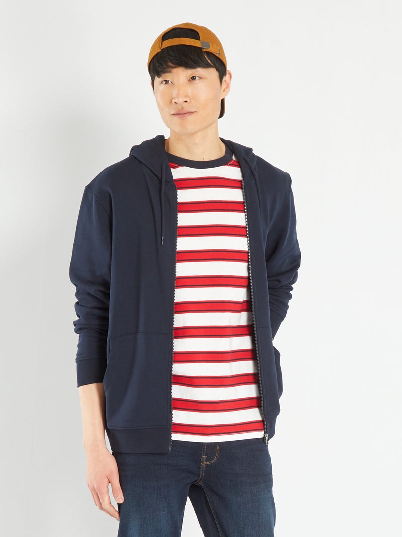 Sweatshirt com fecho com capuz AZUL - Kiabi