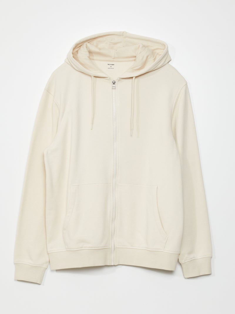 Sweatshirt com fecho com capuz BEGE - Kiabi