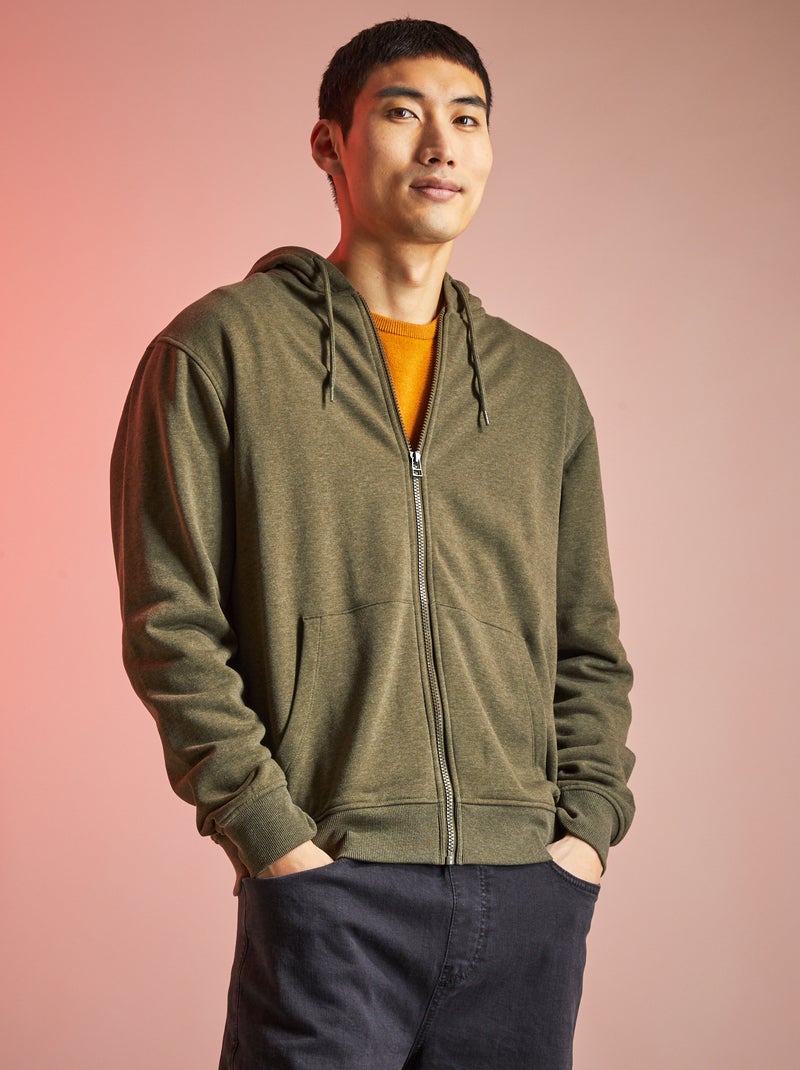 Sweatshirt com fecho com capuz CAQUI - Kiabi