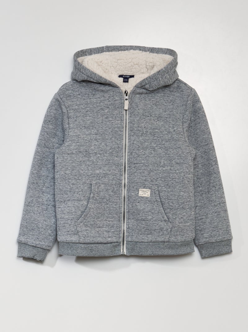 Sweatshirt com fecho com capuz CINZA - Kiabi