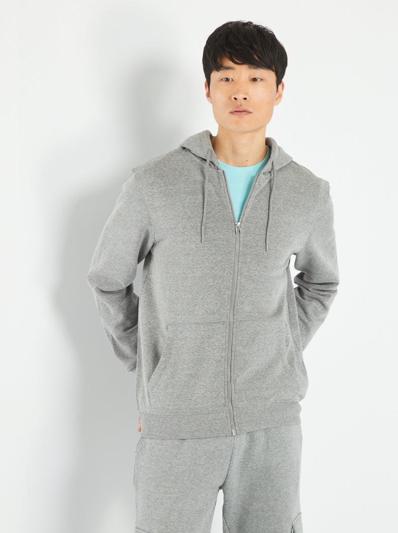 Sweatshirt com fecho com capuz CINZA - Kiabi