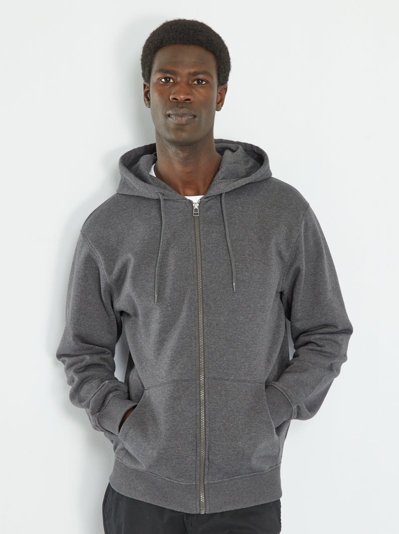 Sweatshirt com fecho com capuz CINZA - Kiabi
