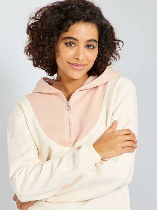 Sweatshirt com fecho com capuz 'color-block' - Kiabi