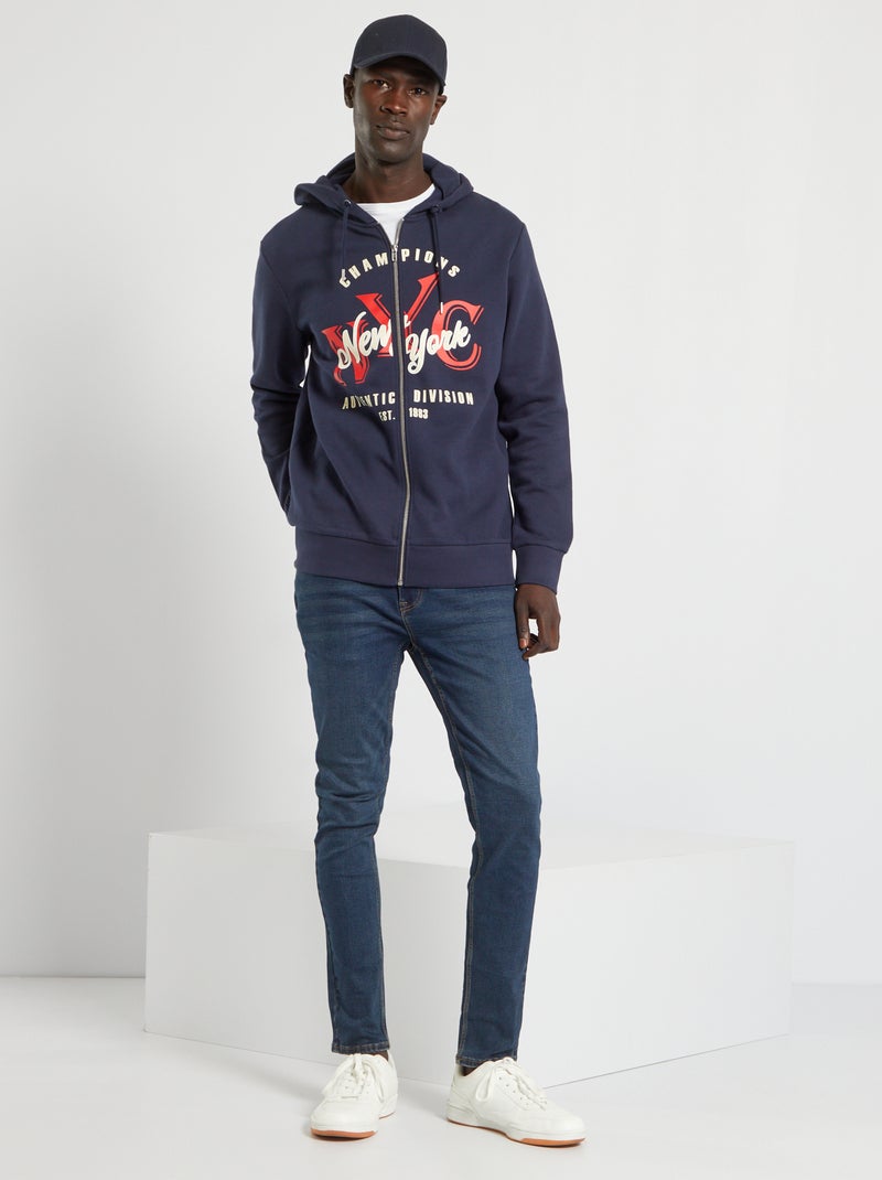 Sweatshirt com fecho com capuz em moletão 'Produkt' Azul Marinho - Kiabi