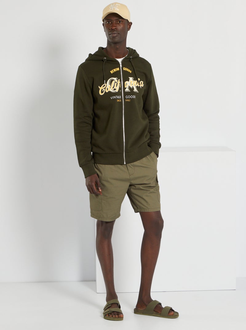 Sweatshirt com fecho com capuz em moletão 'Produkt' CAQUI - Kiabi