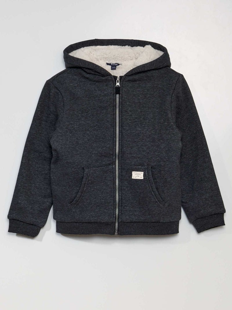 Sweatshirt com fecho com capuz PRETO - Kiabi