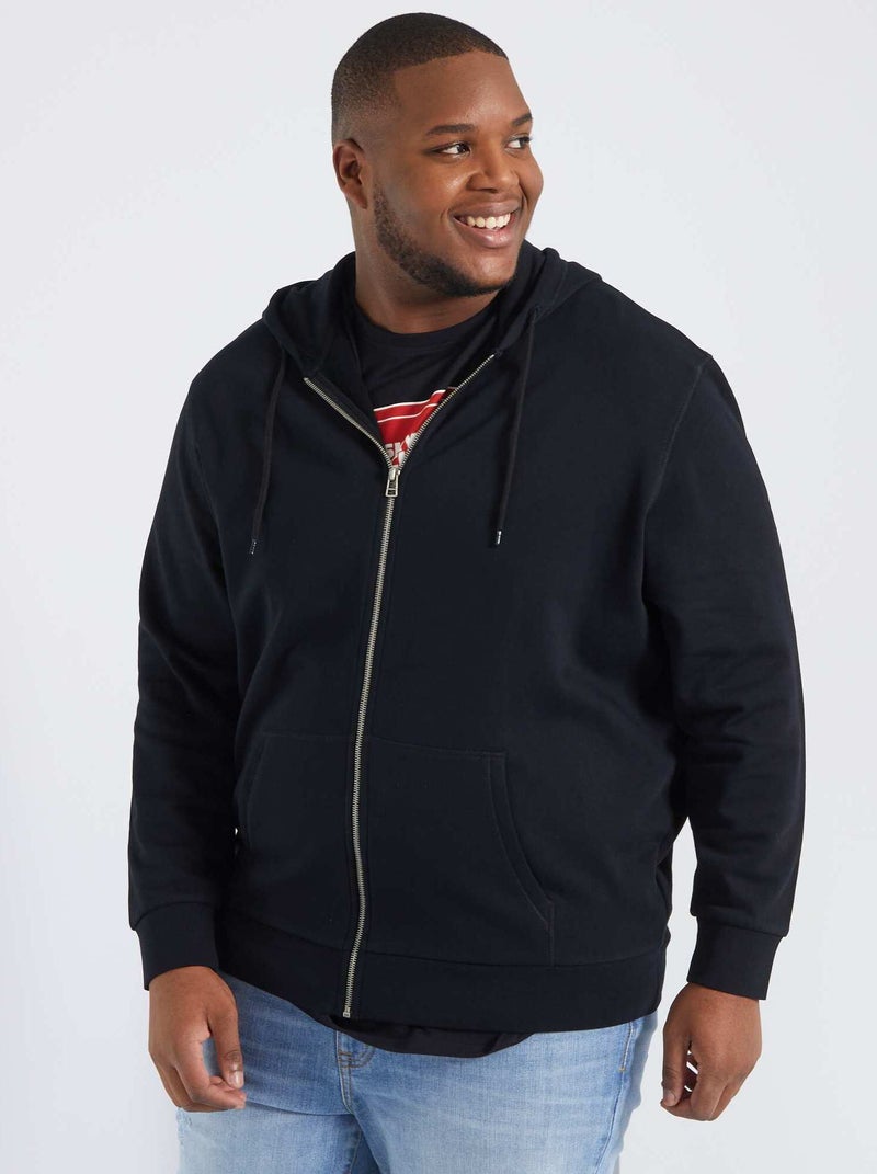 Sweatshirt com fecho com capuz Preto - Kiabi