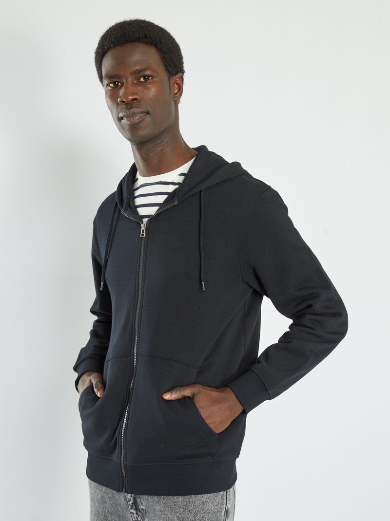 Sweatshirt com fecho com capuz Preto - Kiabi