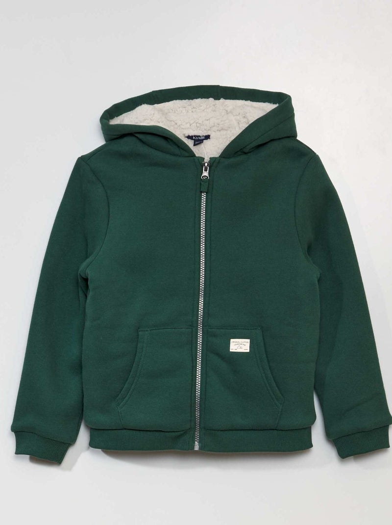Sweatshirt com fecho com capuz Verde - Kiabi