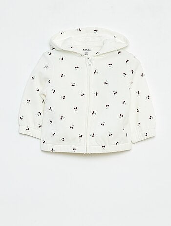 Sweatshirt com fecho com motivo e com capuz