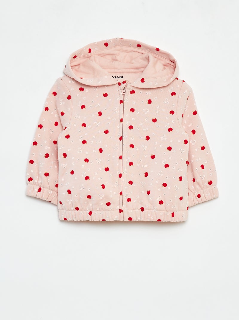 Sweatshirt com fecho com motivo e com capuz Rosa - Kiabi