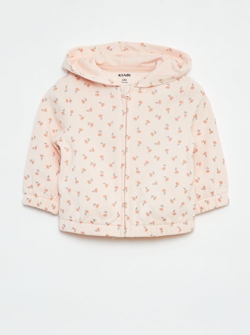 Sweatshirt com fecho com motivo e com capuz - Kiabi