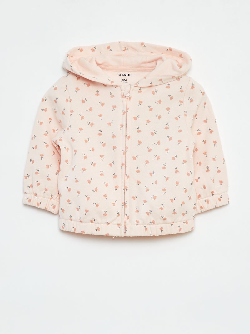Sweatshirt com fecho com motivo e com capuz Rosa - Kiabi