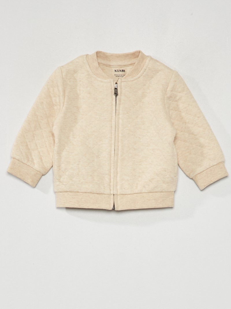 Sweatshirt com fecho de efeito acolchoado BEGE - Kiabi