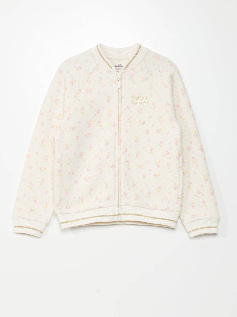 Sweatshirt com fecho de efeito acolchoado BRANCO - Kiabi
