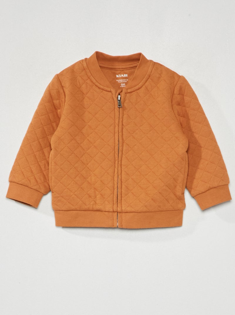 Sweatshirt com fecho de efeito acolchoado CASTANHO - Kiabi