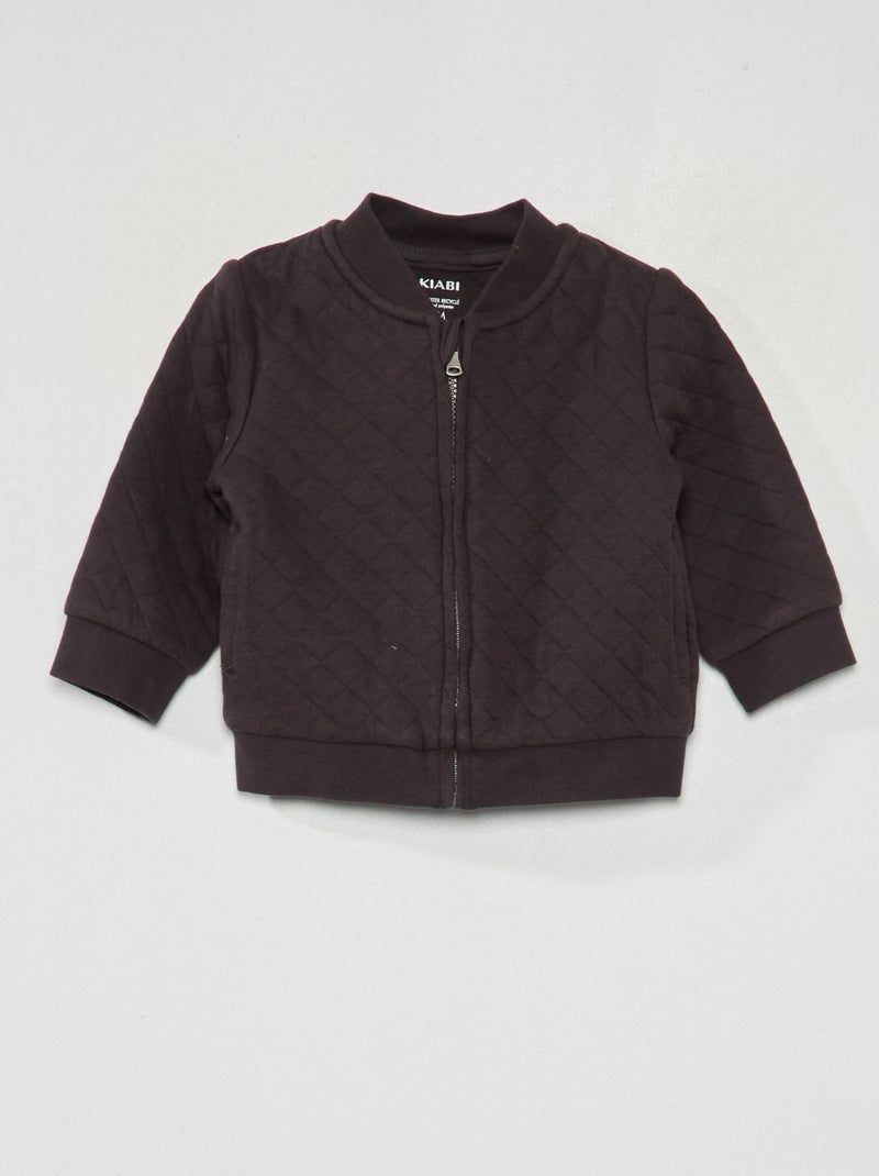 Sweatshirt com fecho de efeito acolchoado Cinza Escuro - Kiabi