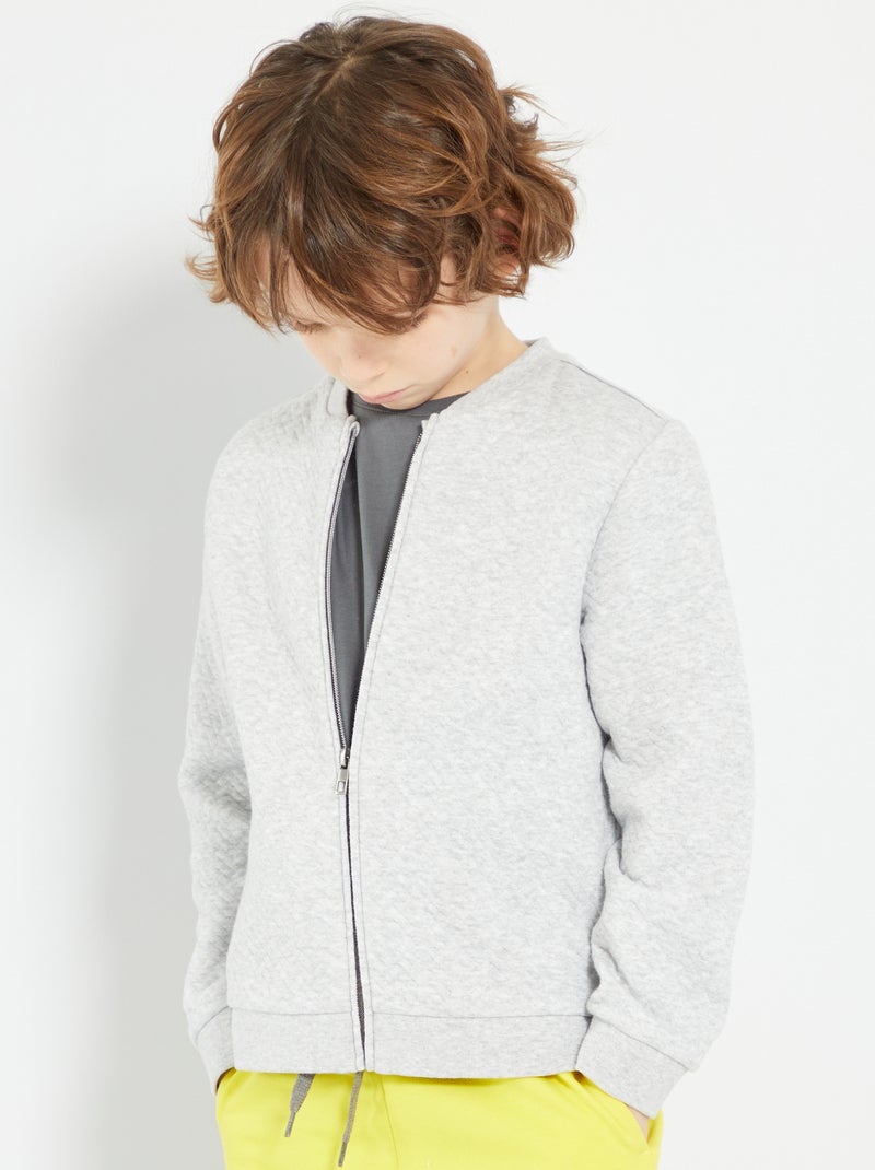 Sweatshirt com fecho de efeito acolchoado CINZA - Kiabi