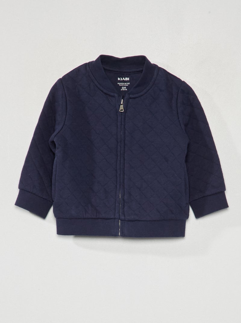 Sweatshirt com fecho de efeito acolchoado marinho - Kiabi