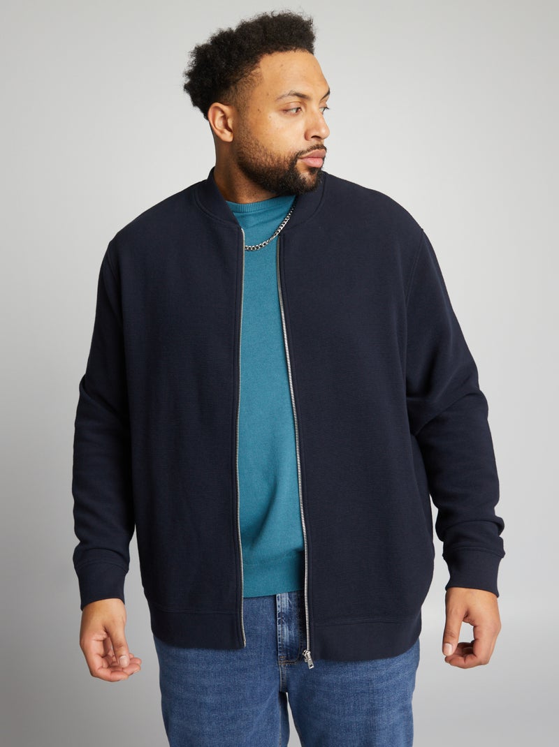 Sweatshirt com fecho de malha às riscas AZUL - Kiabi
